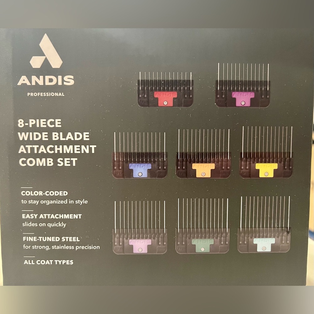 Andis Wide Blade Combs, 8-piece set